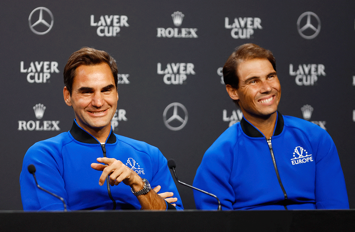Roger Federer and Rafael Nadal will play the final doubles match of the opening day at the O2 Arena in London