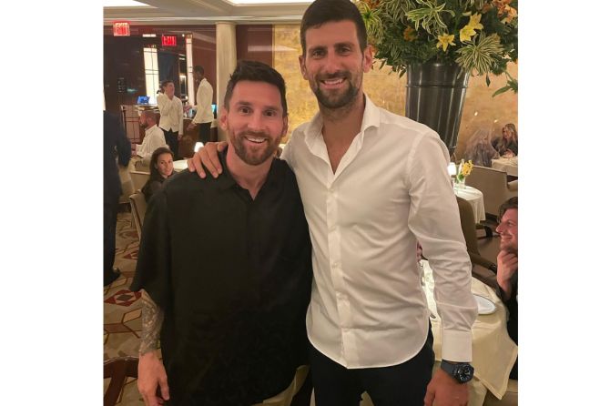 Lionel Messi and Novak Djokovic met on Saturday 