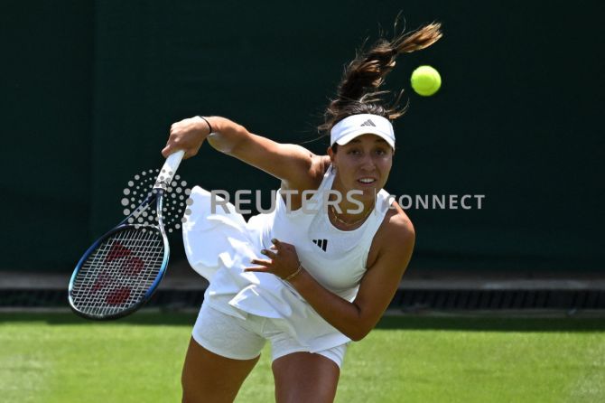USA's Jessica Pegula in action during her first round match against compatriot Lauren Davis