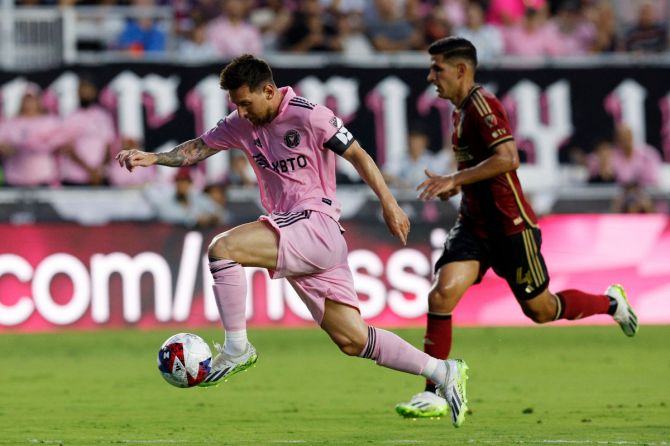 Lionel Messi wasted no time in scoring Inter Miami against Atlanta United in the MLS at DRV PNK Stadium, Fort Lauderdale, Florida, United States on Tuesday