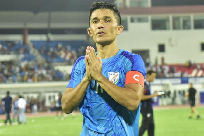 38-year-old Sunil Chhetri found the back of the net in the 46th minute, breaking the deadlock right after a goalless first half