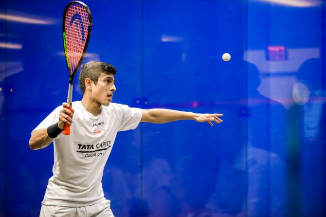 Saurav Ghosal eased into the men's singles quarter-finals with a 3-0 win over Kuwait's Ammar Altamimi in the round of 16