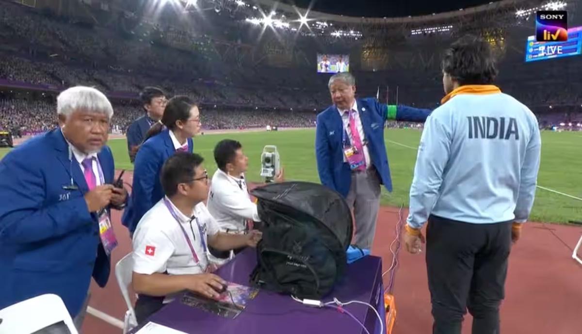 Javelin throw Neeraj Chopra in action