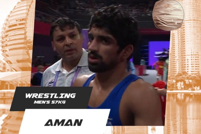Wrestler Aman won bronze in the 57kg event