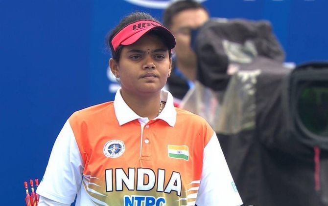 India's Jyothi Surekha Vennam won three gold medals -- individual, women's team and mixed team -- at the Archery World Cup Stage 1 in Shanghai on Saturday.