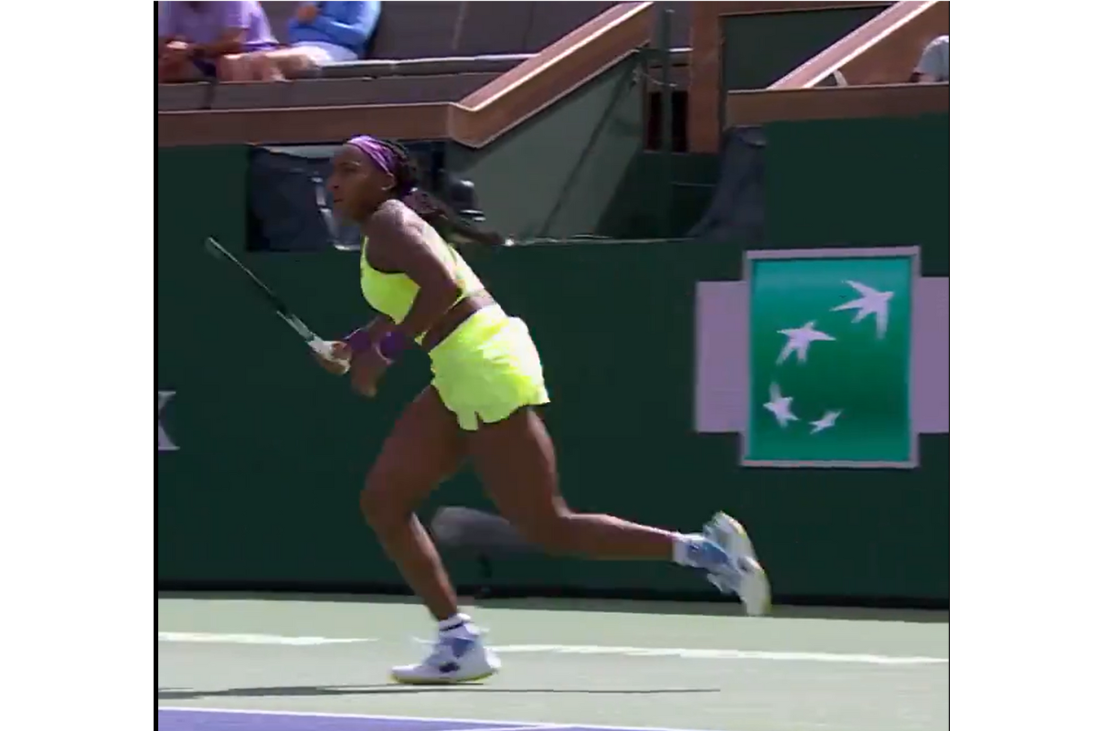 Coco Gauff in action during her first round match 