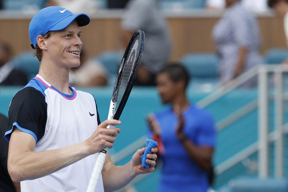 Italy's Jannik Sinner waves to the fans after his match against Russia's Daniil Medvedev in the other semi-final.