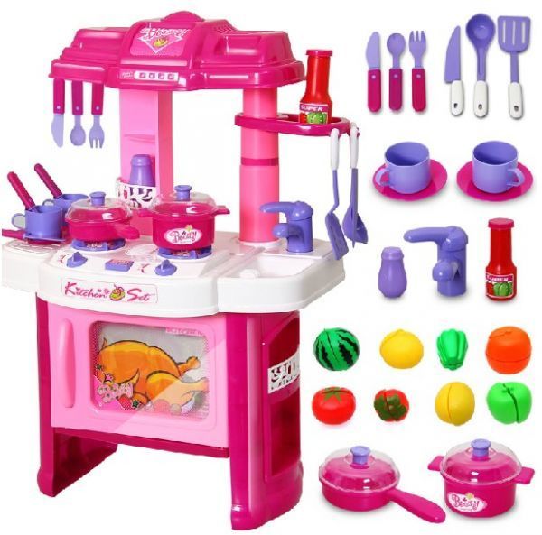 Kids Play Big Kitchen Cook Set Toy Pretend Kitchen Set