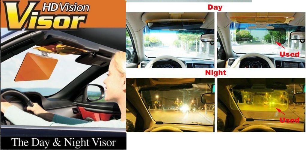 HD Day Night Vision Flip Down Visor Easy Sun Glare Block View Comfort Driving