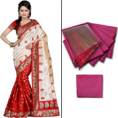 Red saree and saree cover