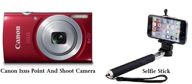 Canon Ixus Point Shoot Camera With Selfie Stick