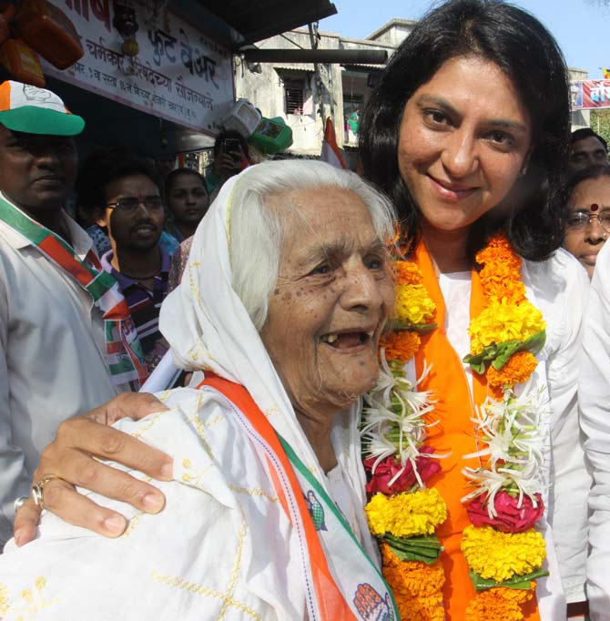 Congress candidate Priya Dutt on the campaign trail.