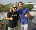 Kevin Pietersen visits Yuvraj Singh 
