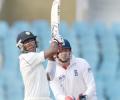 India bag three England wkts after Pujara's double ton