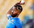 On road to recovery: Hardik back in the nets