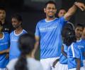 PIX: Dhoni takes to the football field