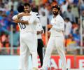 Axar, Rohit put India on top in pink-ball Test against England