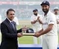 Pujara Gets 100th Test Cap From Gavaskar