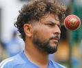 Kuldeep bowls in the nets at NCA