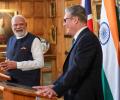 What cricket term Modi used to describe India-UK ties?