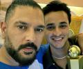 Abhishek Celebrates With Mentor Yuvraj