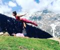 Pics: Vidya Malavade attempts yoga on mountain top