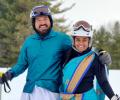 Desi couple goes skiing in sari, lungi