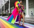 Celebs Rock Rainbow Colours On The Ramp