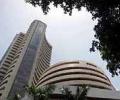 Sensex ends below 17,500