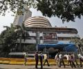 Sensex gets off record level, oil risks linger