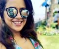 Sameera Reddy shows off her baby bump