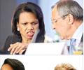Why is Condi Rice scowling?