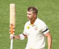 Warner in the company of Sir Don Bradman, Harvey