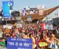 Godman's supporters form human chain around ashram