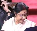 Opposition drowns out Sushma Swaraj's statement on Pakistan visit