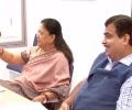 Amidst Modigate, Gadkari meets Raje and extends full support to her