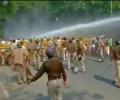 Congress workers protesting land bill face water canons, lathis