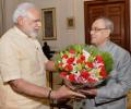 First anniversary: PM Modi meets President Mukherjee, VP Ansari