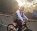 SPOTTED! Delhi Deputy CM cycling during odd-even plan