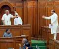 Not allowed to speak, BJP MLA stands on Delhi assembly bench