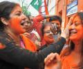 With dhol and dance, BJP celebrates its wins