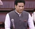 Sachin's first speech in Rajya Sabha drowned out by Congress members