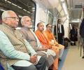 Modi takes a ride on newly-inaugurated Delhi Metro's Magenta Line
