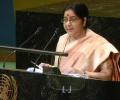 Can't talk with those who glorify killers: Sushma's strong attack Pak