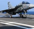 Naval version of Tejas lands on INS Vikramaditya for 1st time