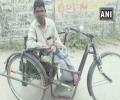 Differently-abled beggar distributes rations and masks