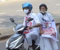 Mamata goes for scooter ride to protest fuel prices