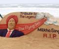On Puri beach, a tribute to Milkha Singh