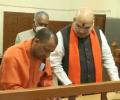 Yogi files nomination from Gorakhpur, accompanied by Shah