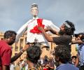 Protestors Burn Wickremesinghe Effigy